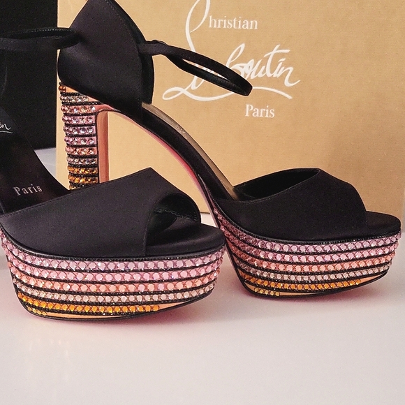 NIB2295 CHRISTIAN LOUBOUTIN Sandaloo Strass Red Sole Platform Sandals 38.5 8 - Picture 11 of 16